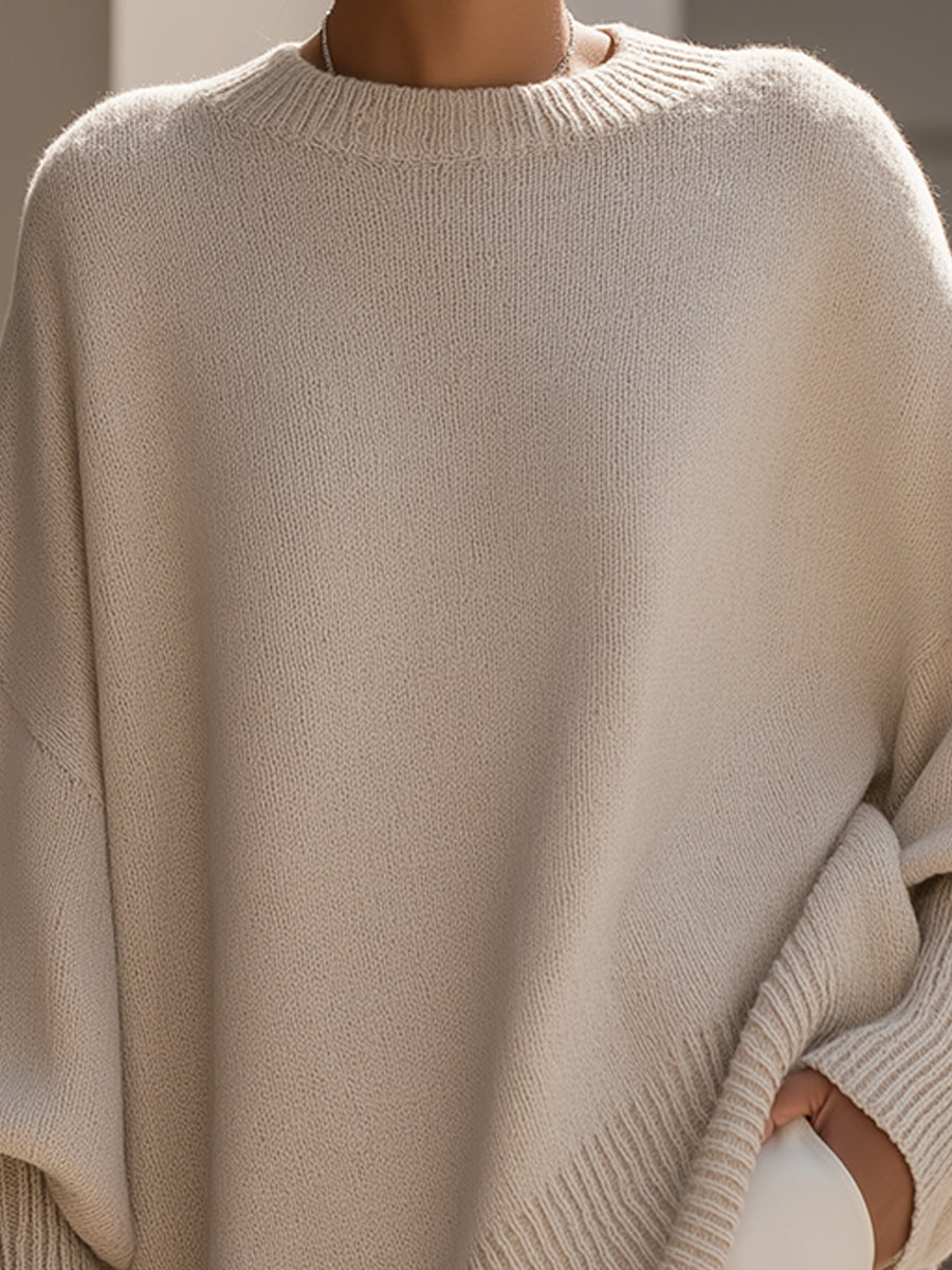 Ursina | Poncho Strick Oversize Damen Rundhals