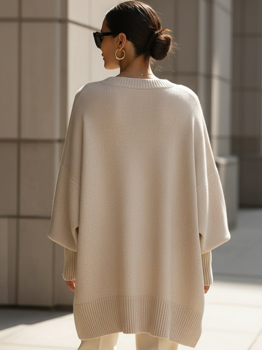 Ursina | Poncho Strick Oversize Damen Rundhals