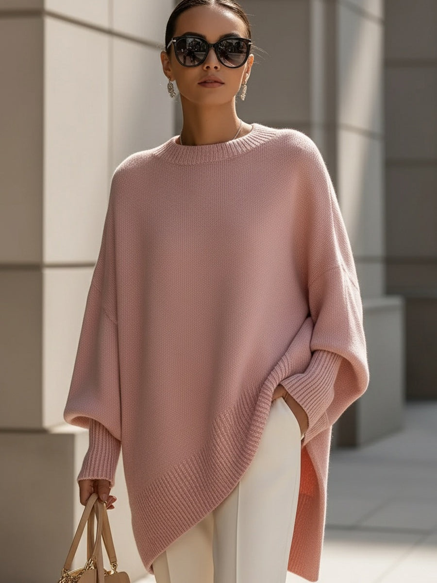 Ursina | Poncho Strick Oversize Damen Rundhals