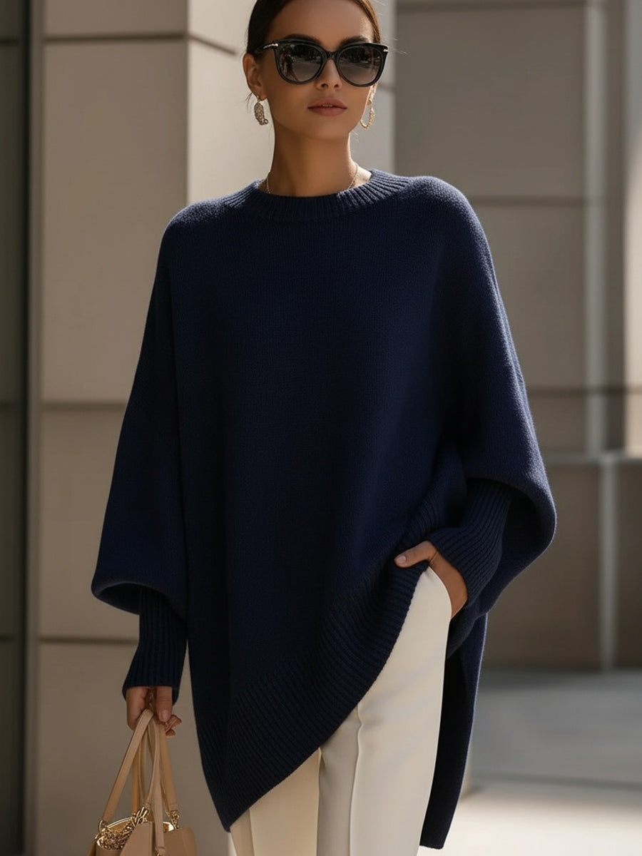 Ursina | Poncho Strick Oversize Damen Rundhals