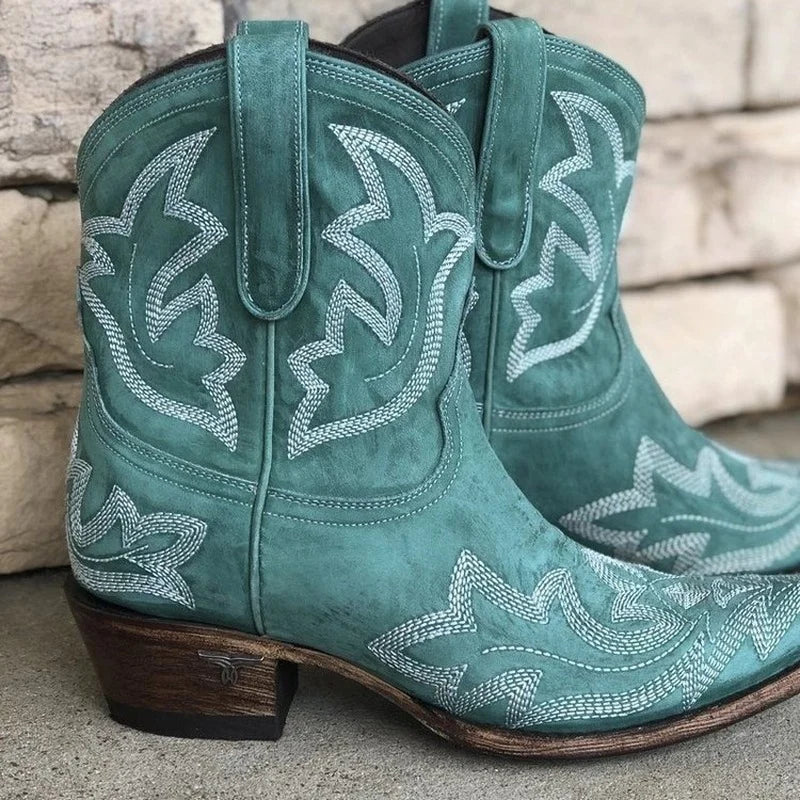 Ursina | Stiefeletten Damen Westernstil Bestickt Blockabsatz