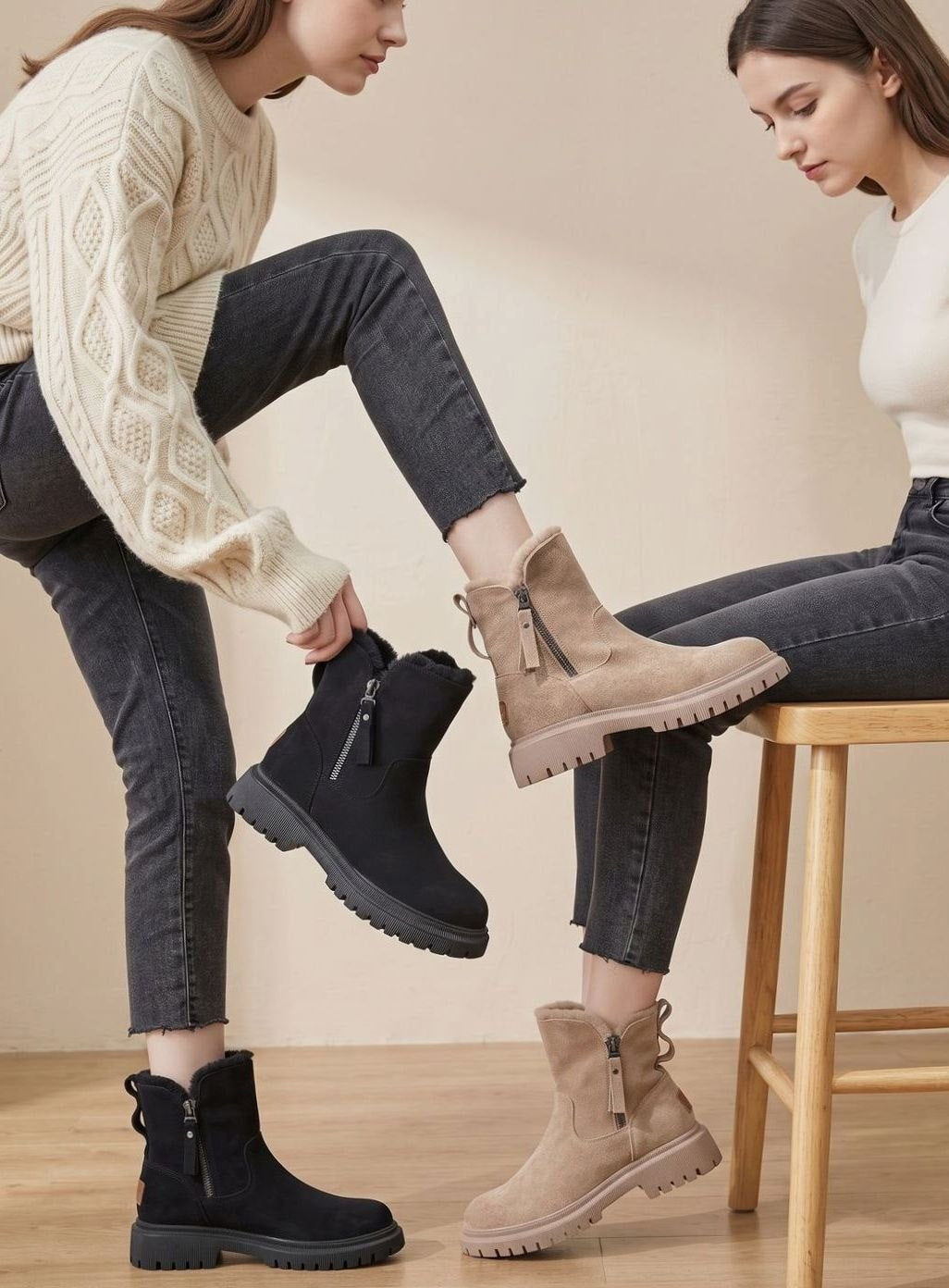 Ursina | Stiefeletten Damen Wildleder Gefüttert Reissverschluss Profilsohle