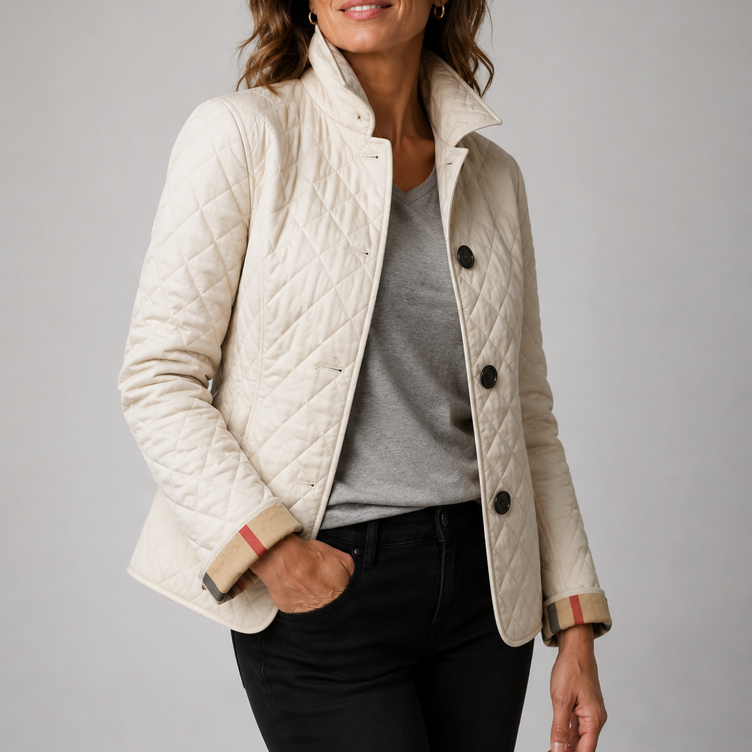 Valerie | Leichte Gesteppte Jacke Damen mit Rautenmuster und Knopfleiste