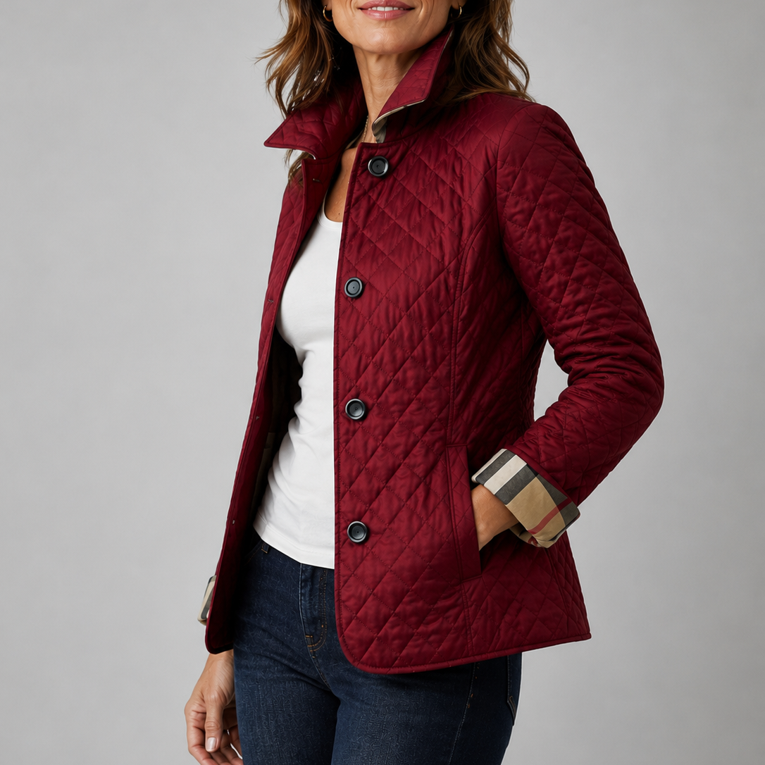 Valerie | Leichte Gesteppte Jacke Damen mit Rautenmuster und Knopfleiste