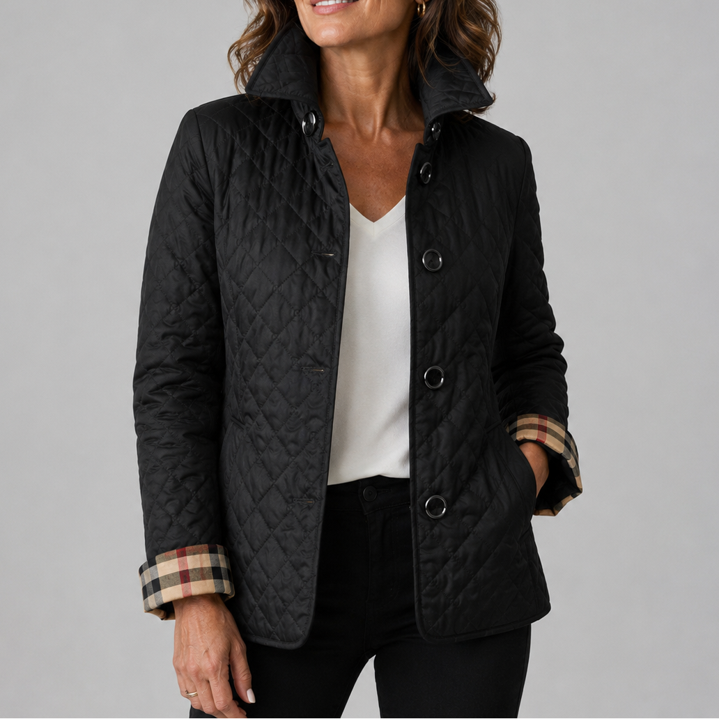 Valerie | Leichte Gesteppte Jacke Damen mit Rautenmuster und Knopfleiste