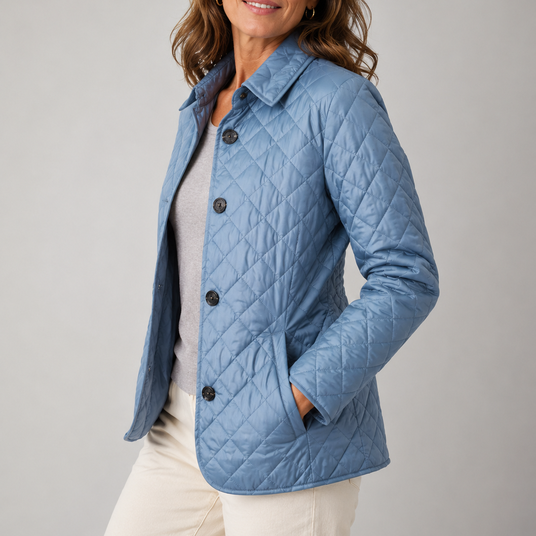 Valerie | Leichte Gesteppte Jacke Damen mit Rautenmuster und Knopfleiste