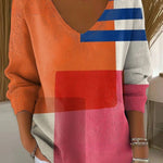 Valerie | Pullover Damen V-Ausschnitt Geometrisches Muster Langarm