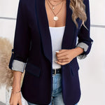 Verena | Blazer Damen Dreiviertelärmel Einknopf Gestreiftes Futter