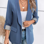 Verena | Blazer Damen Dreiviertelärmel Einknopf Gestreiftes Futter