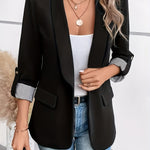Verena | Blazer Damen Dreiviertelärmel Einknopf Gestreiftes Futter