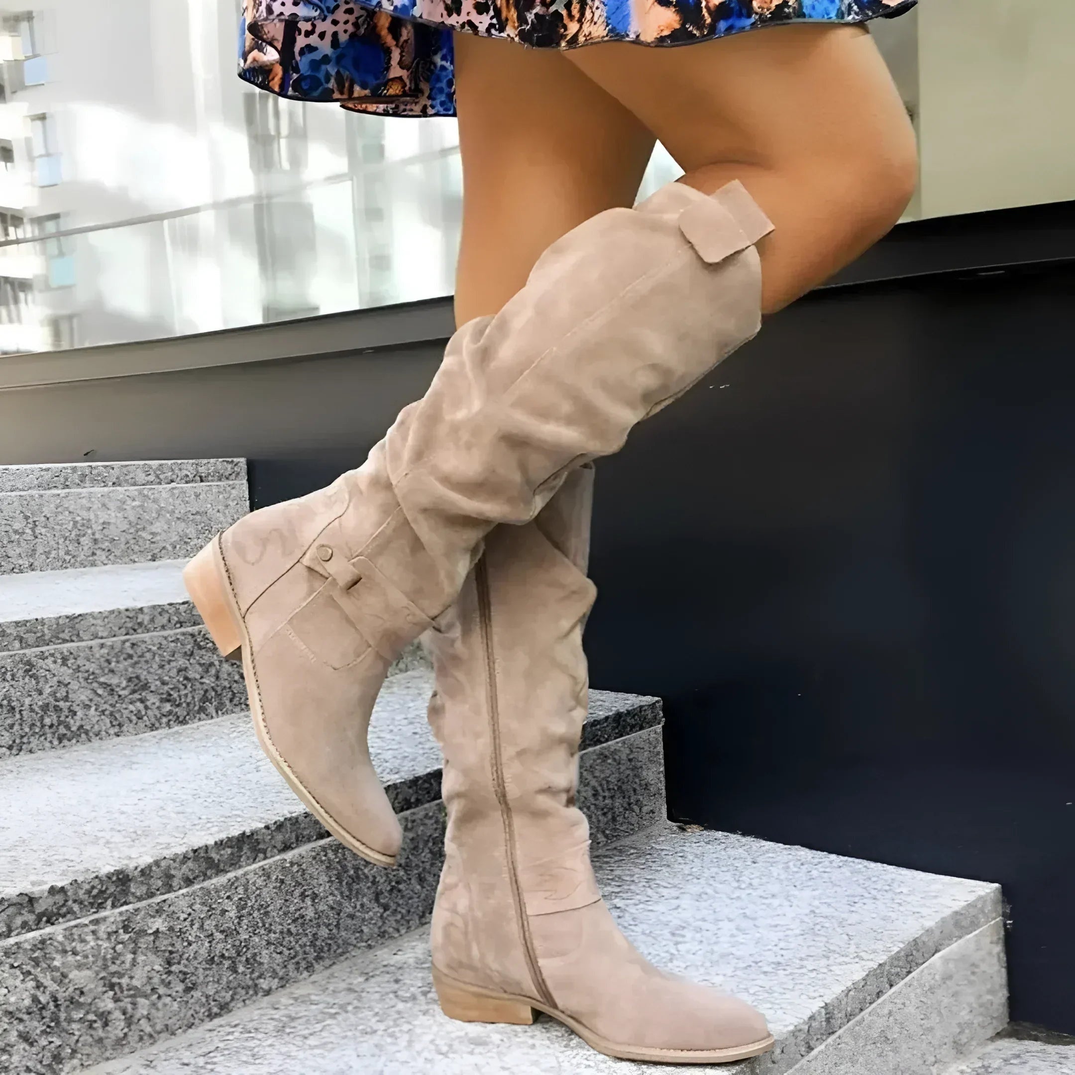 Verena | Stiefeletten Damen Wildleder Kniehohe Oberschenkelhohe