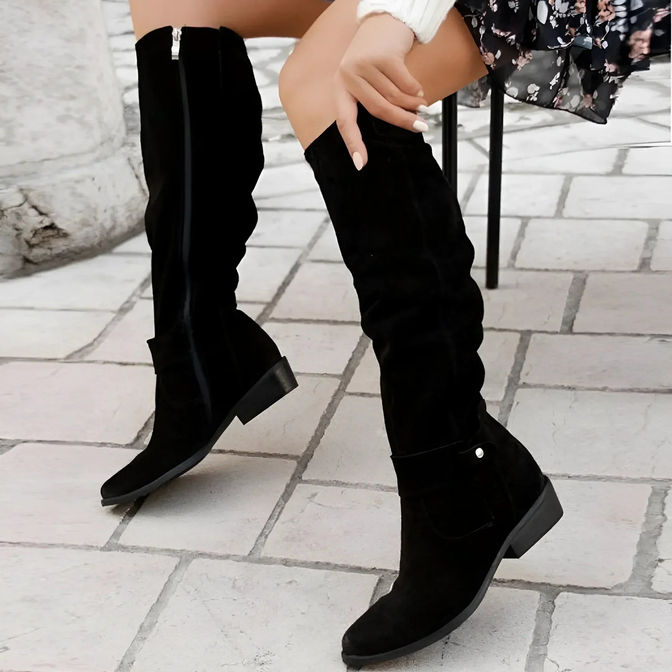 Verena | Stiefeletten Damen Wildleder Kniehohe Oberschenkelhohe