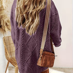 Verena | Strickkleid mit Zopfmuster Damen Langarm Oversize Rundhals